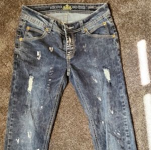 Nicole Benisti distressed straight leg jean sz 27